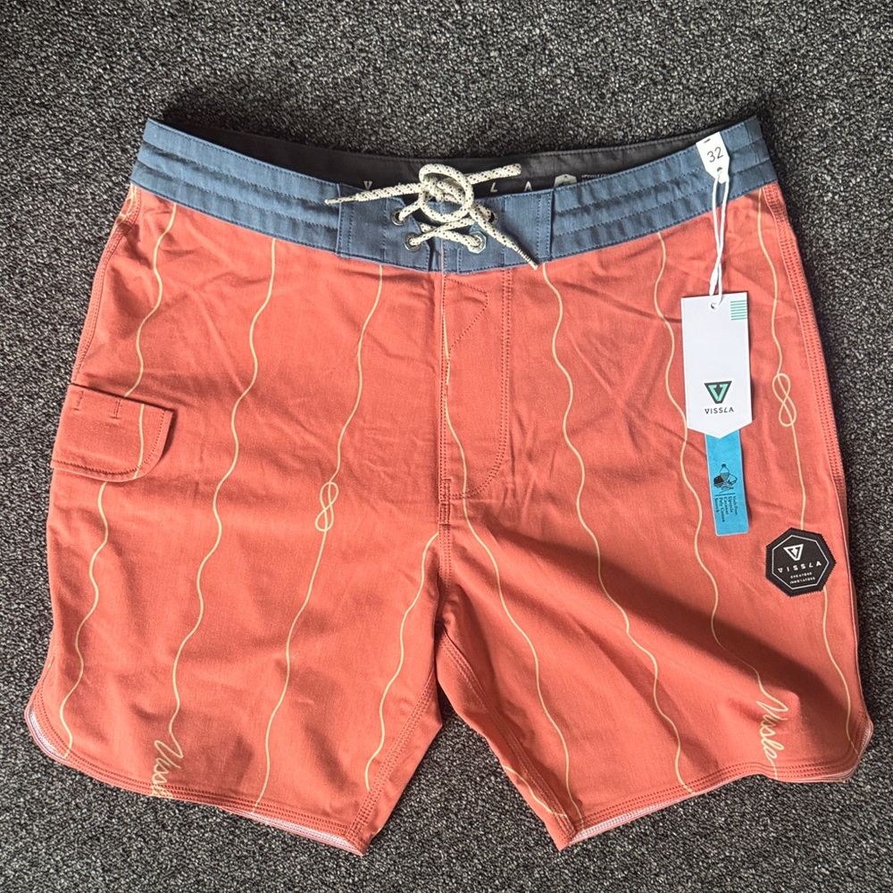 VISSLA Coral and blue Board Shorts